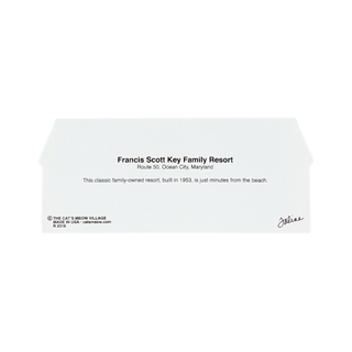 back of product with black text reading 'Francis Scott Key Family Resort' and smaller resort details, photographed on a plain white background.