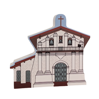 3/4" thick wooden Illustration of a small church on a white background