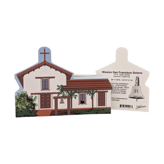 3/4" thick wooden model of a church and a back model with text