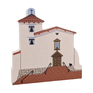 3/4" thick wooden model of a church on a white background