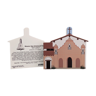 3/4" thick wooden model of a church and a back model with text