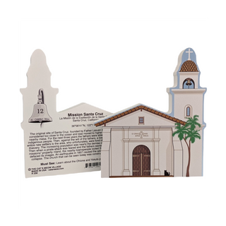 3/4" thick wooden model of a church with a steeple and a back model with text