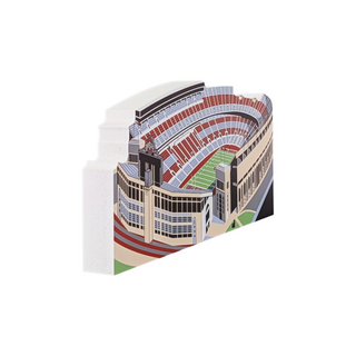 3/4" thick wooden replica with an illustration with a Model of a stadium on a white background
