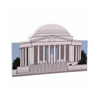 3/4" thick wooden illustration of a classical building with columns and a dome on a white background