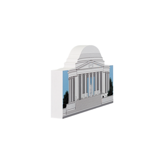 3/4" thick wooden illustration of a classical building with columns and a dome on a white background
