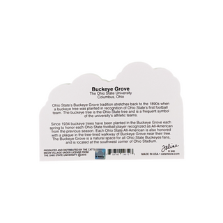 back of product with text about Buckeye Grove at The Ohio State University