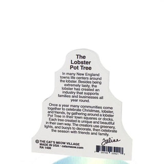 back of product with text about 'The Lobster Pot Tree' and branding details.