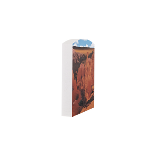 3/4" wooden cut out replica of a Canyon landscape with rock formations and blue sky