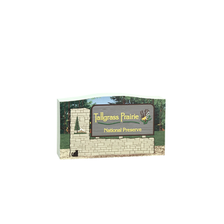 3/4" thick wooden Sign for Tallgrass Prairie National Preserve with a scenic background