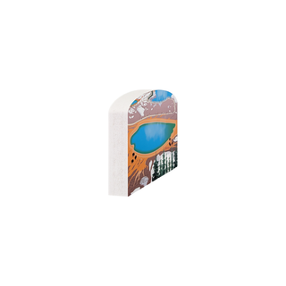 3/4" wooden replica with an illustration of yellowstone national park prismatic 