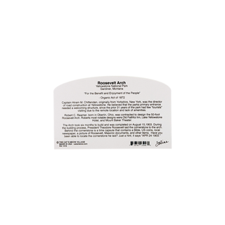 Back  of a product with text on a white background about the roosevelt arch