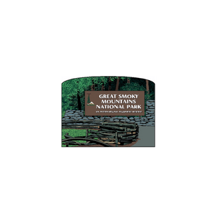 3/4" thick wooden illustration of the Great Smoky Mountains National Park sign with forest background