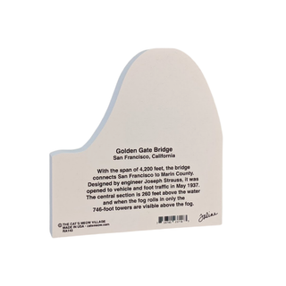 3/4" thick wooden  plaque with information about the Golden Gate Bridge on a white background