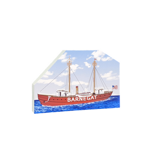 3/4" thick wooden Model of a ship named 'Barnegat' on a white background
