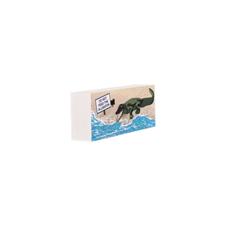 3/4" wooden replica with an illustration of an alligator with a sign that reads "do not feed the alligator"