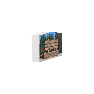 3/4" wooden replica with an illustration with a  Rocky Mountain National Park design on a white background