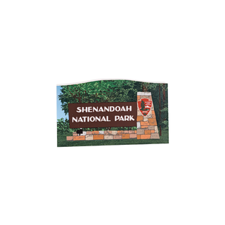 3/4" wooden replica with an illustration of Shenandoah National Park sign with trees in the background