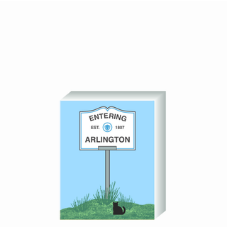 Wooden 3/4" Replica with a 'Entering Arlington' sign design on a blue background