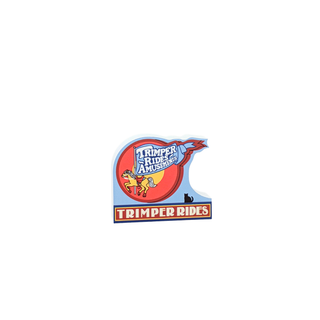 3/4" wooden replica with an illustration of Trimper Rides Amusement Park on a white background