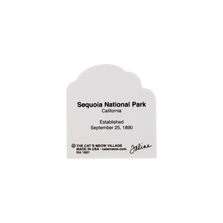 back of product with black text detailing Sequoia National Park, California.