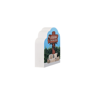 Decorative sign with Sequoia National Park design on a white background