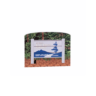 3/4" thick wooden illustration of Blue Ridge Parkway sign with forest background
