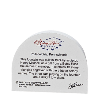3/4" thick wooden cutout about a fountain at the Betsy Ross House in Philadelphia, Pennsylvania.