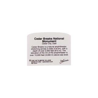 back of Product for Cedar Breaks National Monument with text and branding details.