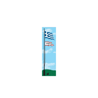 3/4" thick wooden replica with an Illustration of a Greek flag design on a white background