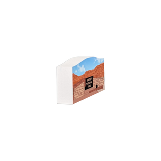 3/4" thick wooden illustration of  Arches National Park sign with a scenic background