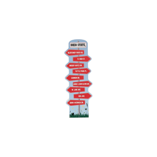 3/4" thick wooden replica with an illustration sign with Ohio State street names on a white background