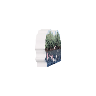 3/4" thick wooden illustration of birds on water on a white background