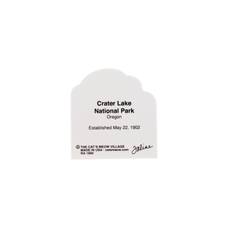 back of product with text about Crater Lake National Park on a white background