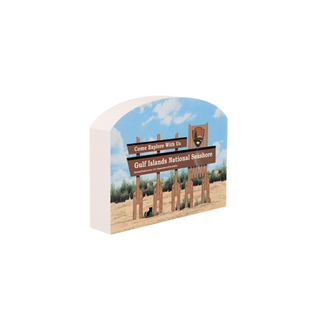 3/4" thick wooden illustration of a sign on a white background