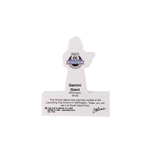 3/4" thick wood White Gemini Giant statue with text on a white background