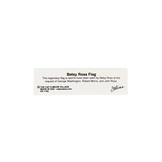 back of product with black text reading 'Betsy Ross Flag' and additional descriptive text, photographed on a plain white background.