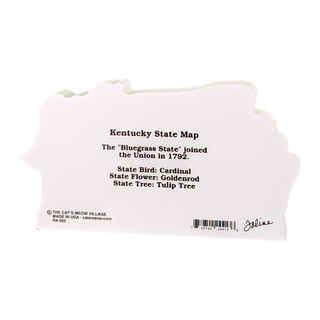 3/4" thick wooden map with text about Kentucky on a white background