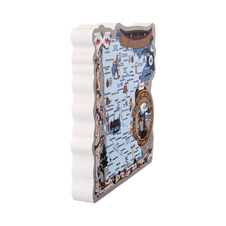 Decorative 3/4" thick wooden model with a map design on a white background