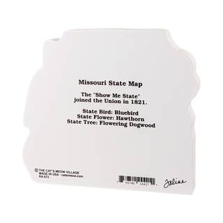 3/4" thick wooden plaque with Missouri state information printed on it