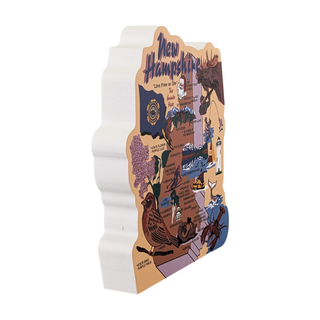 3/4" thick wooden decorative map design of New Hampshire on a white background
