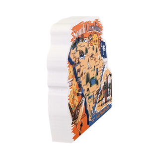 3/4" thick wooden colorful map of South Carolina design on a white background