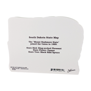 3/4" thick wooden plaque with black text about South Dakota on a white background