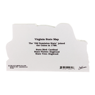 White Virginia 3/4" thick wooden figurine with black text on a white background