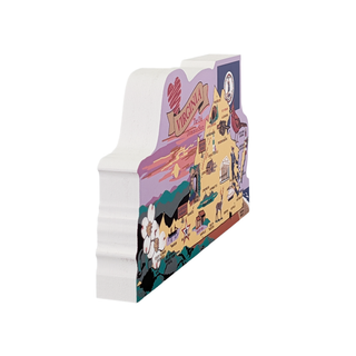 3/4" thick wooden figurine with a colorful design of Virginia on a white background