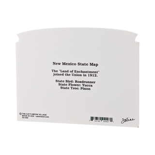 3/4" thick wooden model with text about New Mexico state facts on a white background