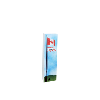 3/4" thick wooden cutout of  a Canadian flag design on a white background