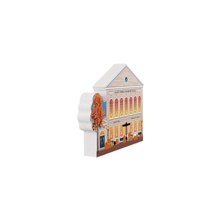 3/4" thick wooden Illustration of East India Marine Hall with pumpkins and a tree in front