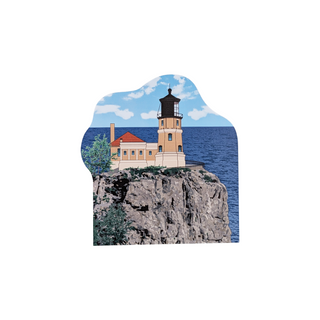 3/4" thick wooden replica with an Illustration of a lighthouse design on a white background