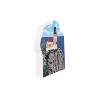 3/4" thick wooden replica with an Illustration of a lighthouse design on a white background
