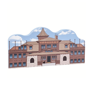 3/4" thick wooden illustration of a hotel